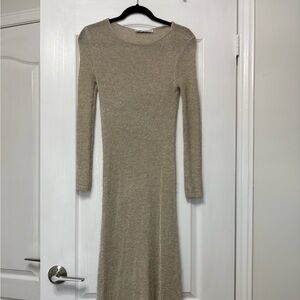Zara Long Sleeve Metallic Thread Dress
